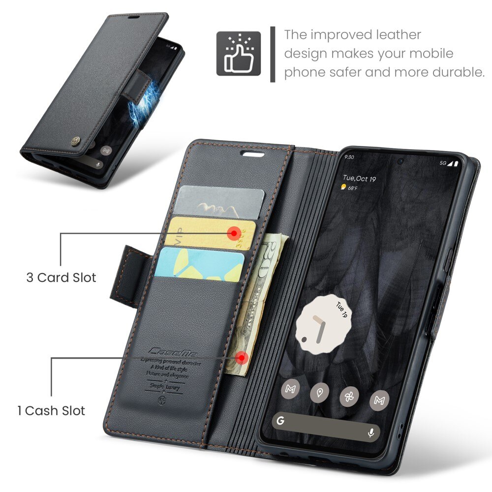 RFID-geschützte Slim Portemonnaie-Hülle Google Pixel 8 Pro Schwarz