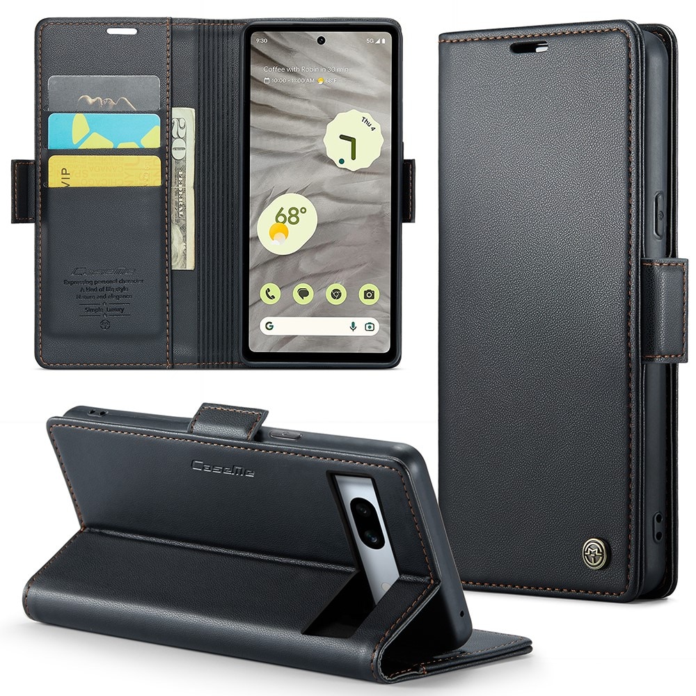 RFID-geschützte Slim Portemonnaie-Hülle Google Pixel 7a Schwarz