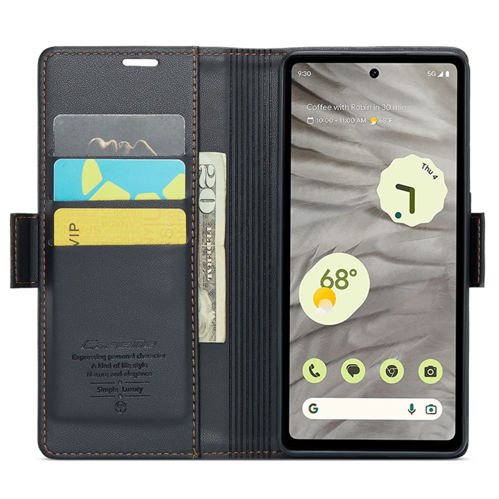 RFID-geschützte Slim Portemonnaie-Hülle Google Pixel 7a Schwarz