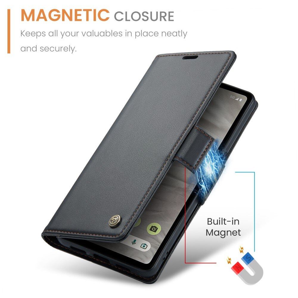 RFID-geschützte Slim Portemonnaie-Hülle Google Pixel 7a Schwarz
