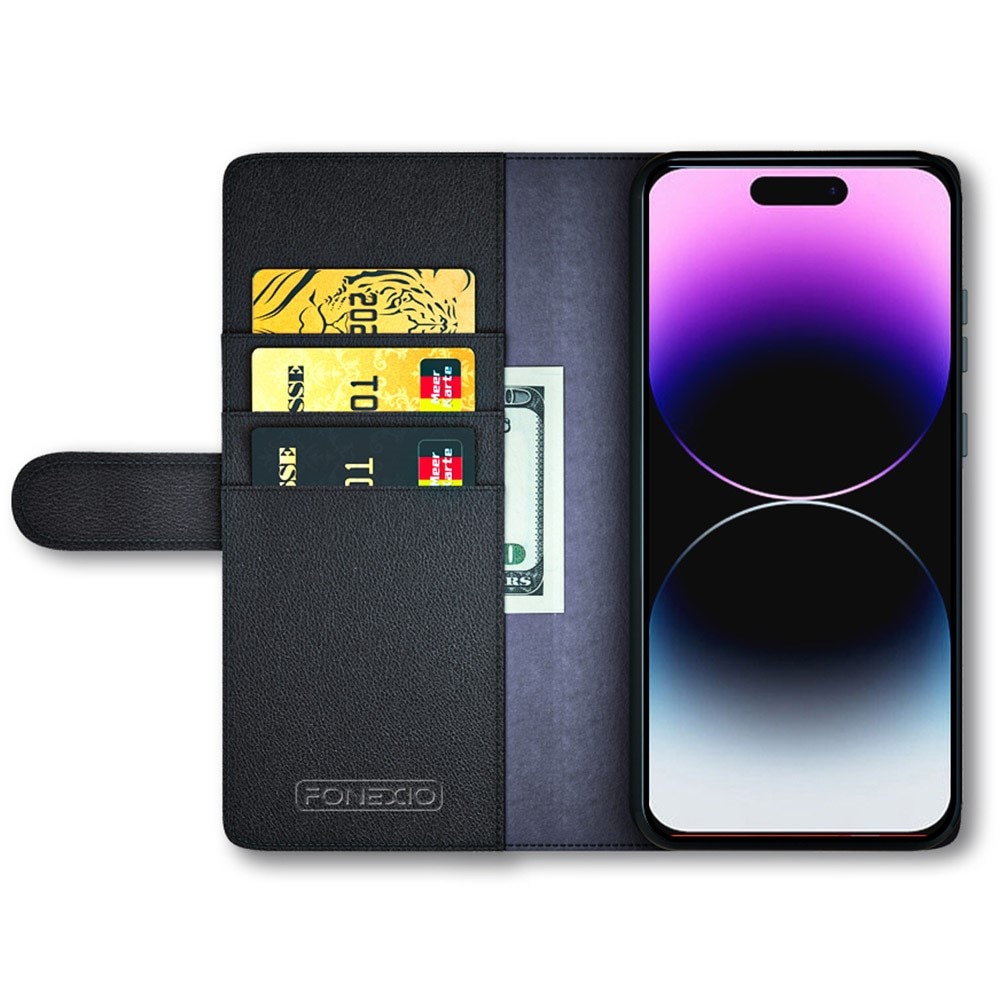 iPhone 15 Pro Max Echtlederhülle Schwarz