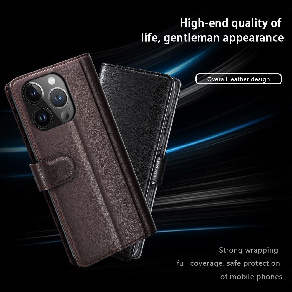 iPhone 15 Pro Max Echtlederhülle Schwarz