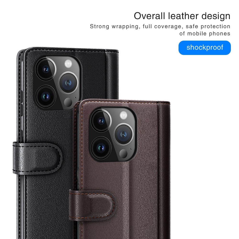 iPhone 15 Pro Max Echtlederhülle Schwarz