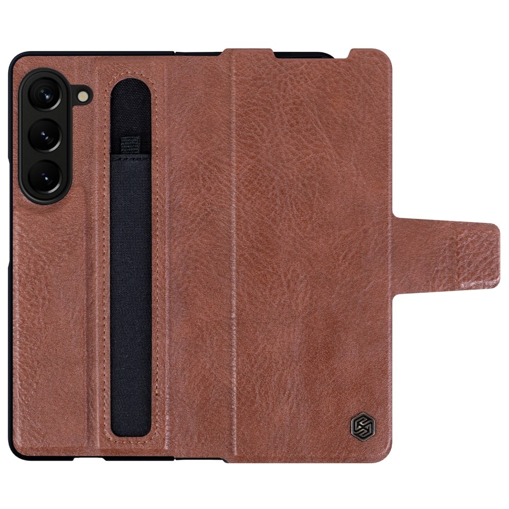 Leather Case with Pen Slot Samsung Galaxy Z Fold 5 Braun