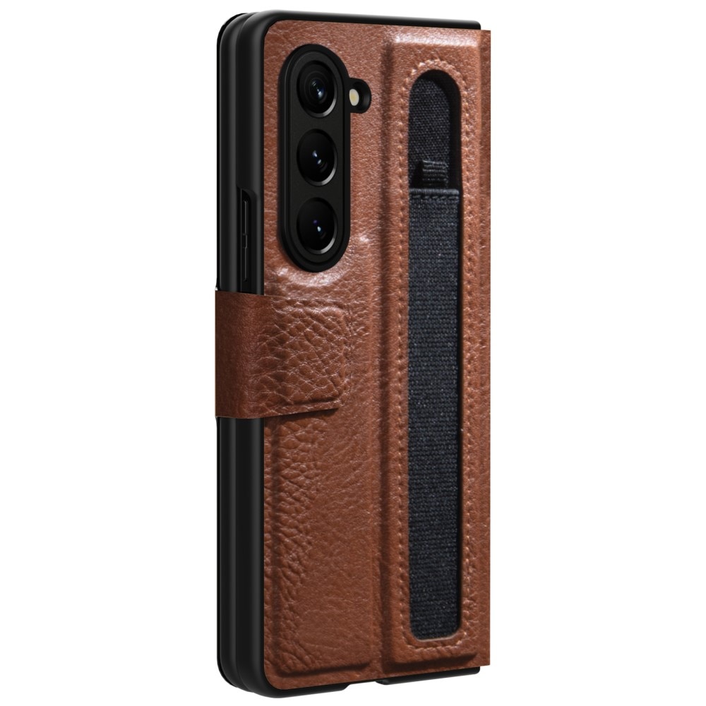 Leather Case with Pen Slot Samsung Galaxy Z Fold 5 Braun