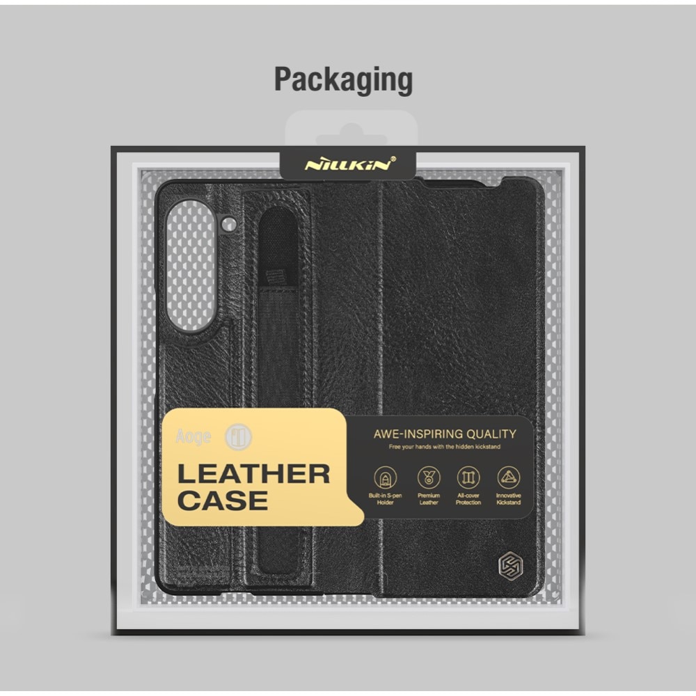 Leather Case with Pen Slot Samsung Galaxy Z Fold 5 schwarz
