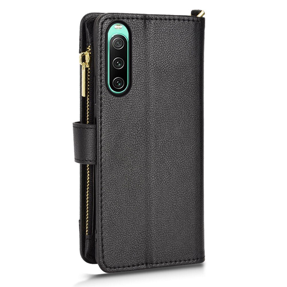 Sony Xperia 10 V Zipper Multi Lederhülle Multi-slot schwarz