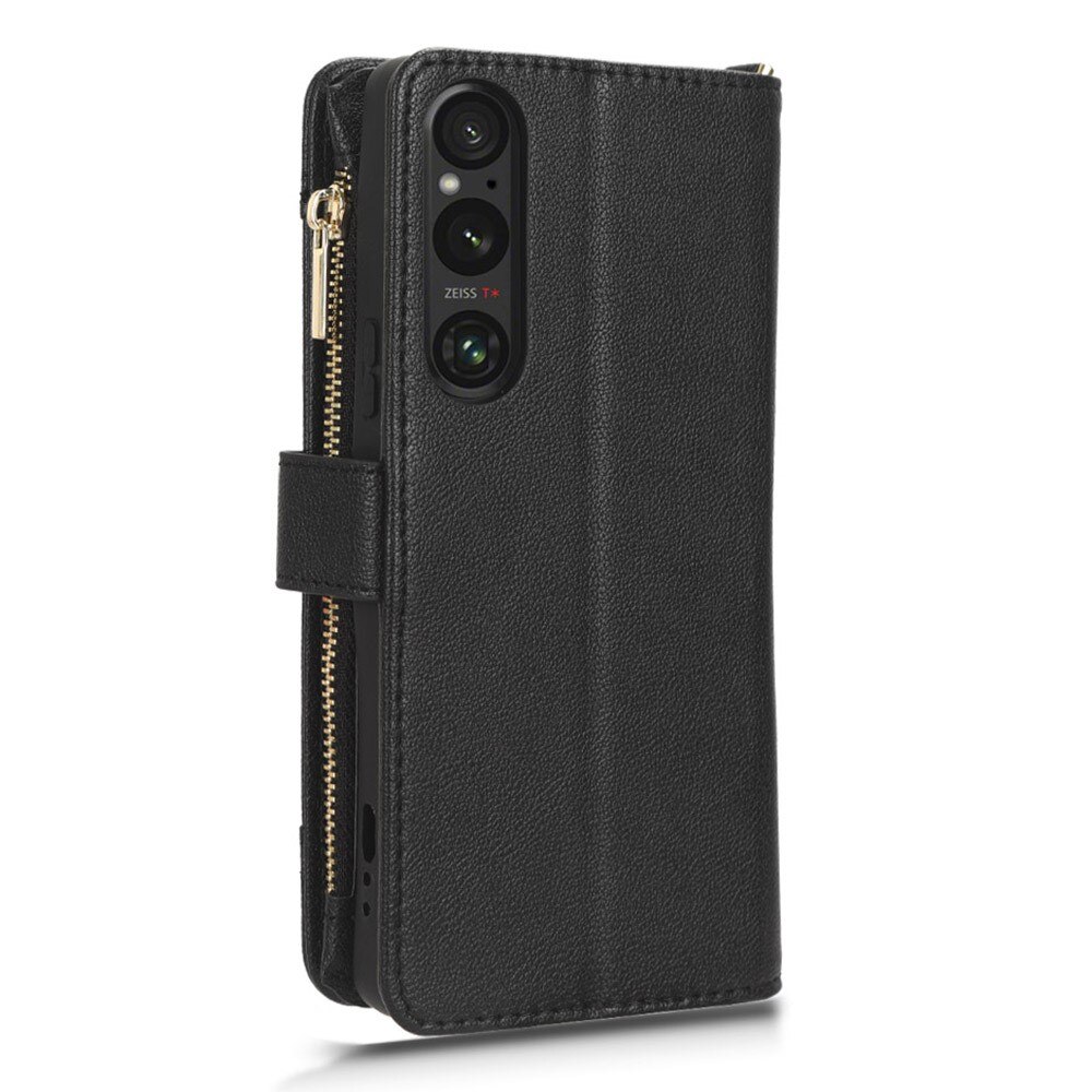 Sony Xperia 1 V Zipper Multi Lederhülle Multi-slot schwarz