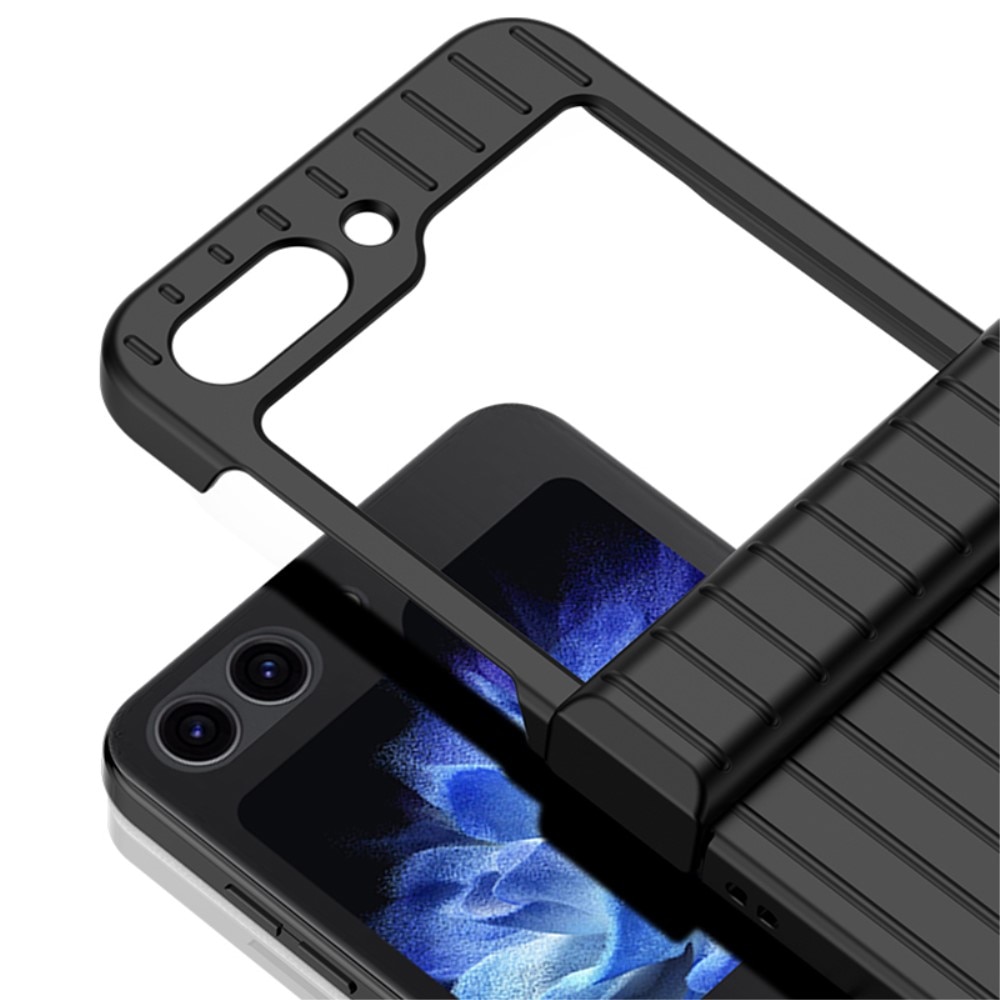 Samsung Galaxy Z Flip 5 Gestreiftes Gummierte Hardcover Hinge Protection schwarz