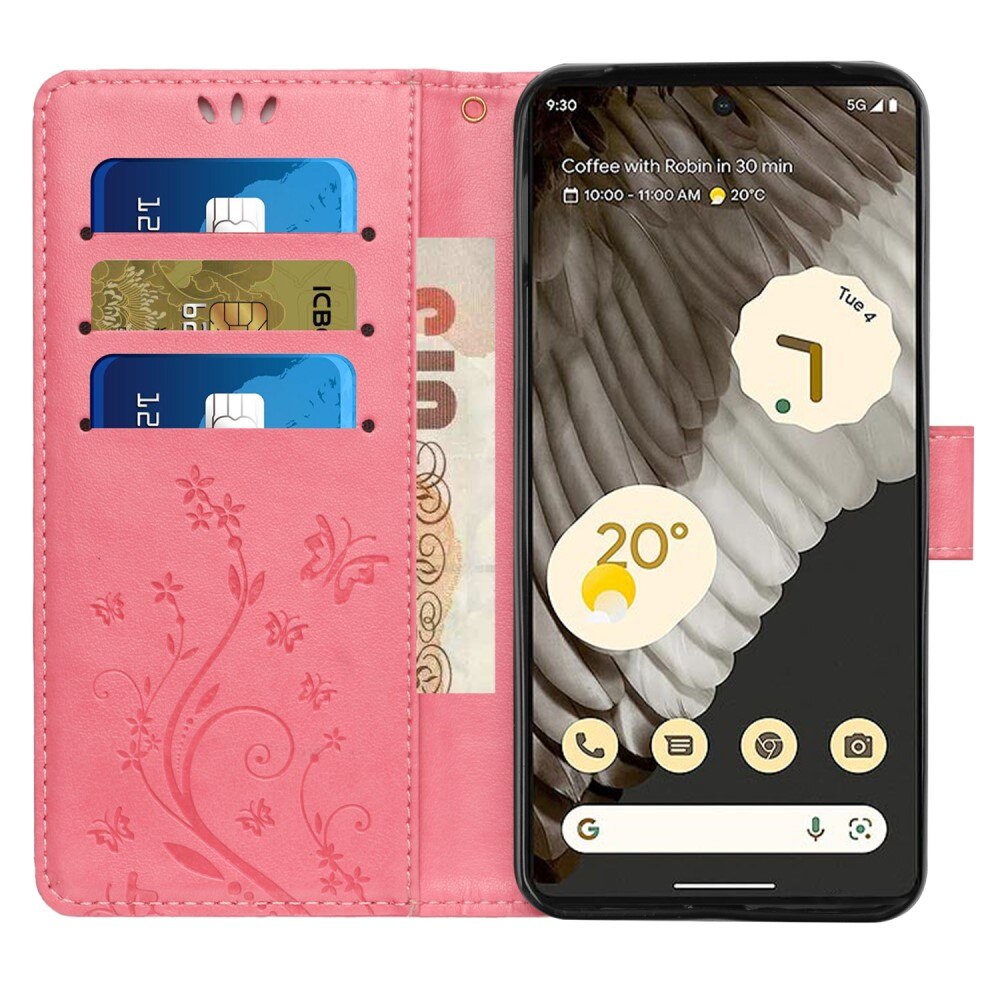 Google Pixel 8 Pro Handyhülle mit Schmetterlingsmuster, Rosa