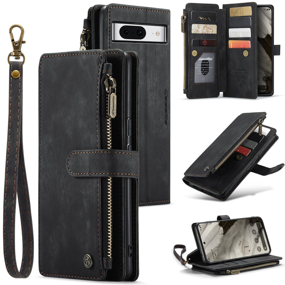 Zipper Portemonnaie-Hülle Google Pixel 8 Schwarz