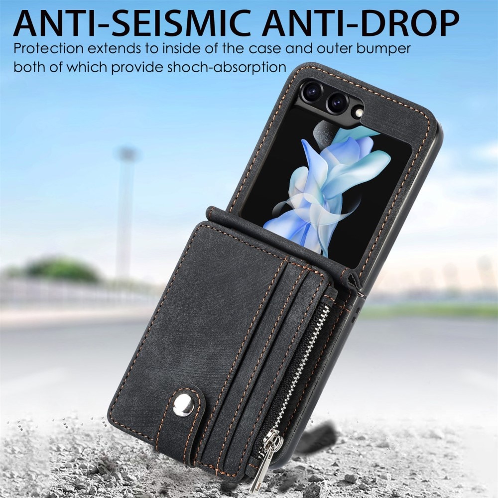 Samsung Galaxy Z Flip 6 Zipper Handytasche Multi-slot schwarz