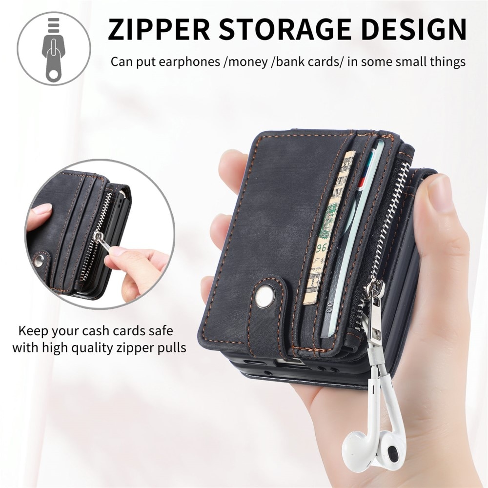 Samsung Galaxy Z Flip 6 Zipper Handytasche Multi-slot schwarz
