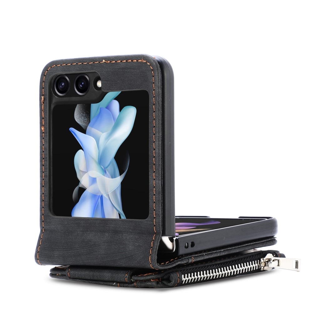 Samsung Galaxy Z Flip 7 Zipper Handytasche Multi-slot Schwarz