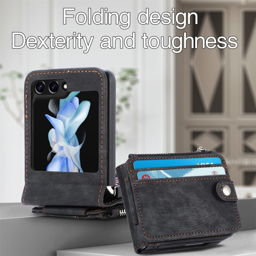 Samsung Galaxy Z Flip 6 Zipper Handytasche Multi-slot schwarz
