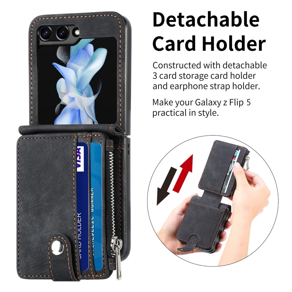 Samsung Galaxy Z Flip 6 Zipper Handytasche Multi-slot schwarz