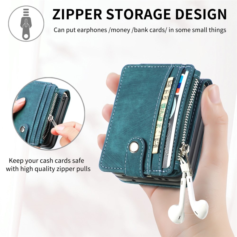 Samsung Galaxy Z Flip 5 Zipper Handytasche Multi-slot grün