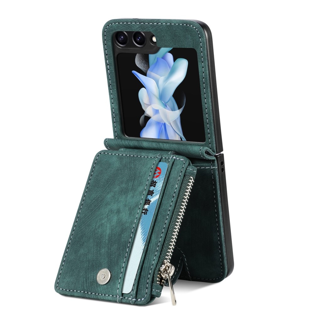 Samsung Galaxy Z Flip 5 Zipper Handytasche Multi-slot grün