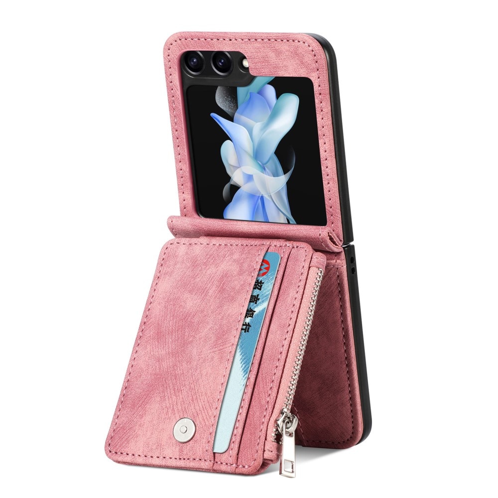 Samsung Galaxy Z Flip 5 Zipper Handytasche Multi-slot rosa