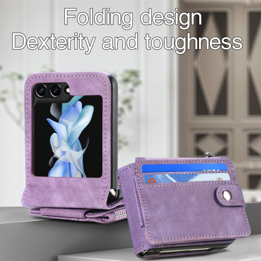 Samsung Galaxy Z Flip 5 Zipper Handytasche Multi-slot lila