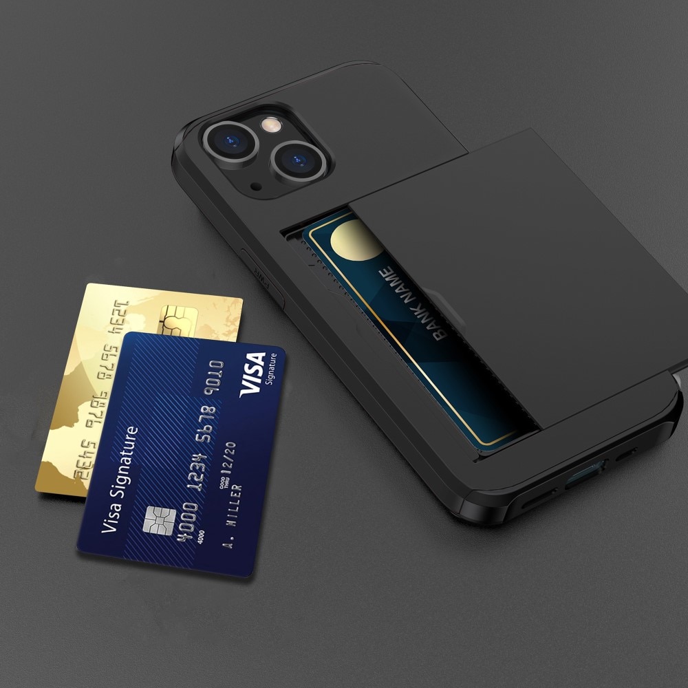iPhone 15 Plus Handyhülle mit Kartenhalter schwarz