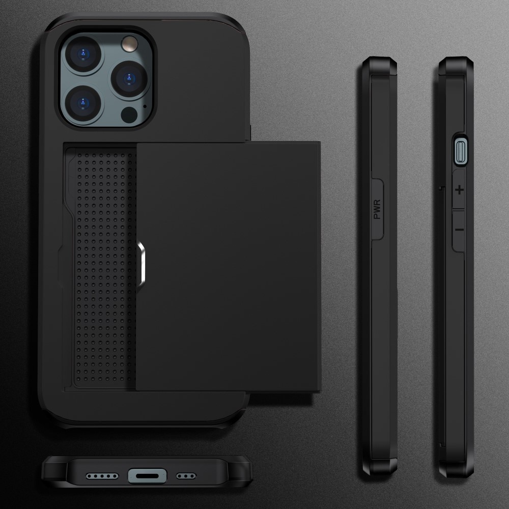 iPhone 15 Pro Handyhülle mit Kartenhalter schwarz