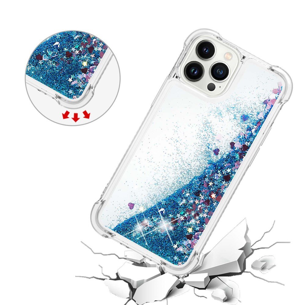 iPhone 15 Pro Glitter Powder TPU Handyhülle blau