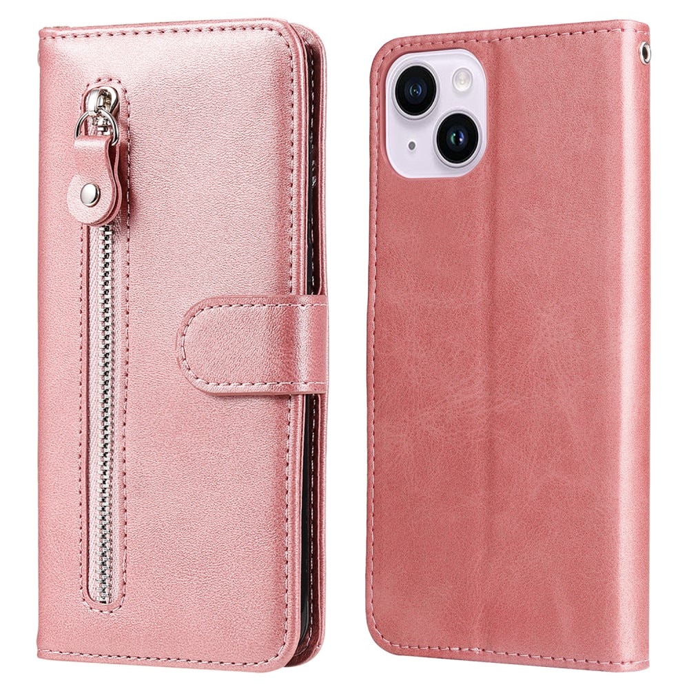 iPhone 15 Handytasche Zipper rosa