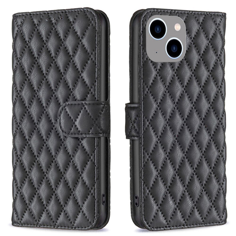 iPhone 15 Portemonnaie-Hülle Quilted schwarz