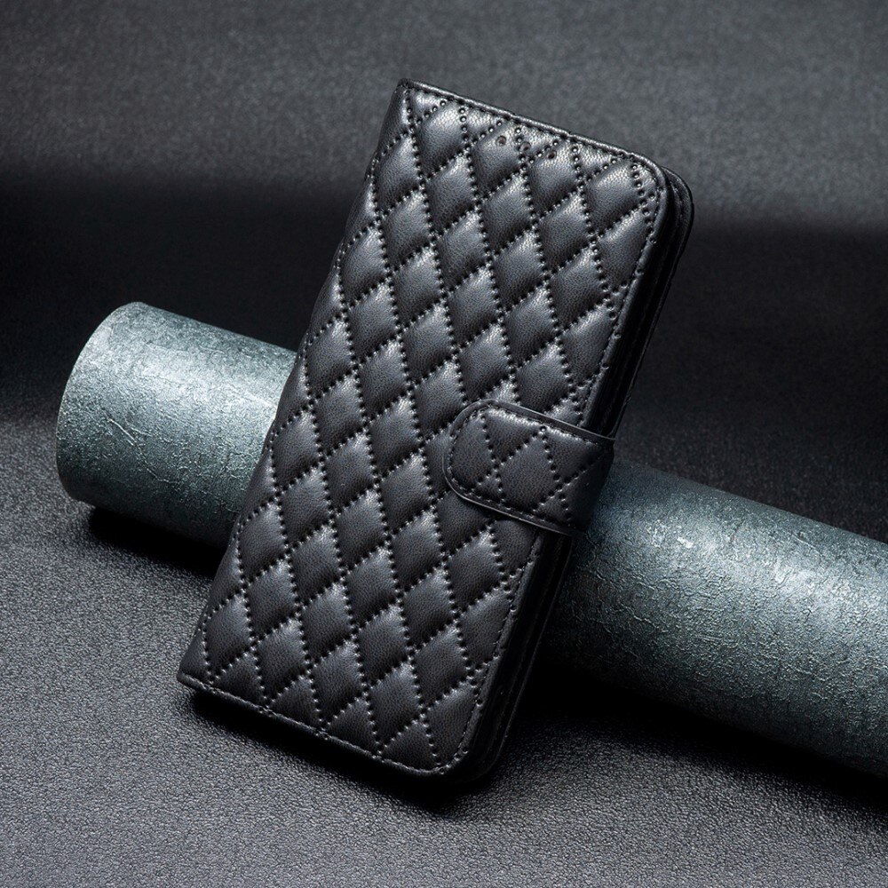 iPhone 15 Portemonnaie-Hülle Quilted schwarz