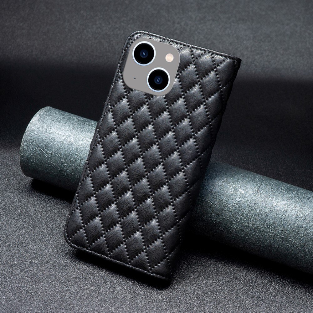 iPhone 15 Portemonnaie-Hülle Quilted schwarz