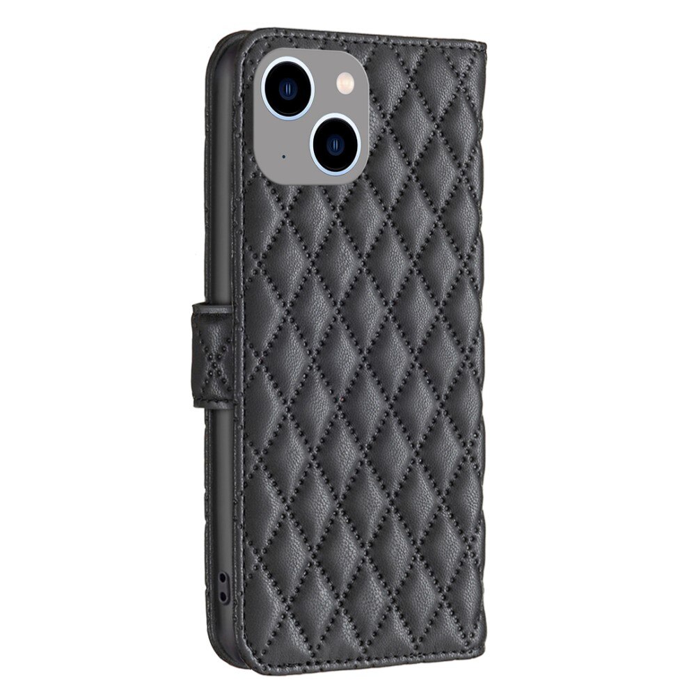 iPhone 15 Portemonnaie-Hülle Quilted schwarz
