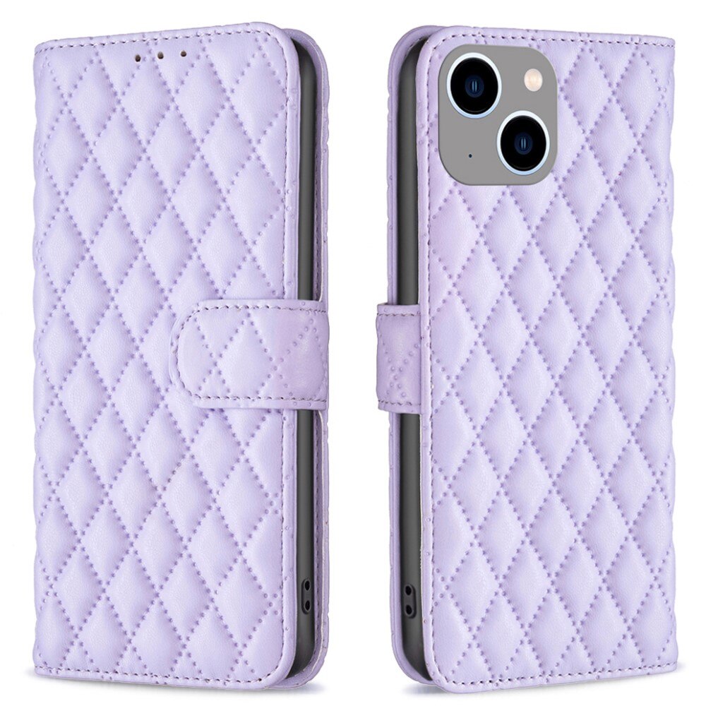 iPhone 15 Portemonnaie-Hülle Quilted lila