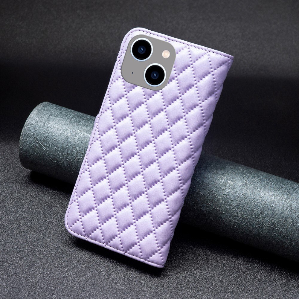 iPhone 15 Portemonnaie-Hülle Quilted lila