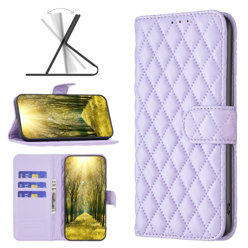 iPhone 15 Portemonnaie-Hülle Quilted lila