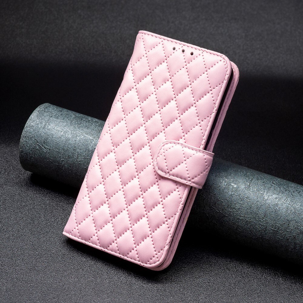 iPhone 15 Portemonnaie-Hülle Quilted rosa