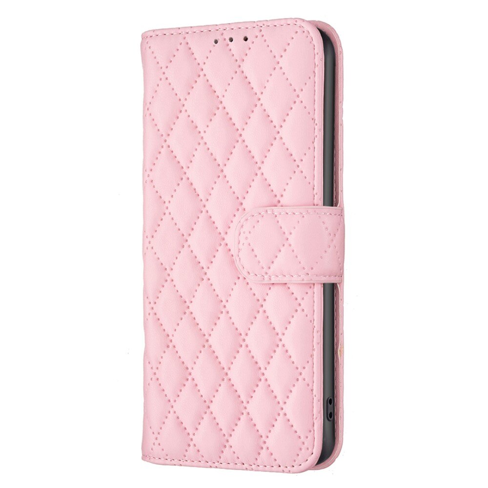 iPhone 15 Portemonnaie-Hülle Quilted rosa