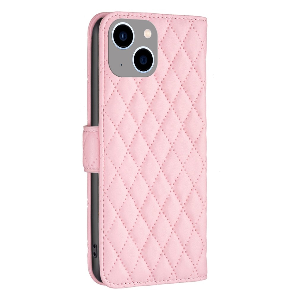 iPhone 15 Portemonnaie-Hülle Quilted rosa