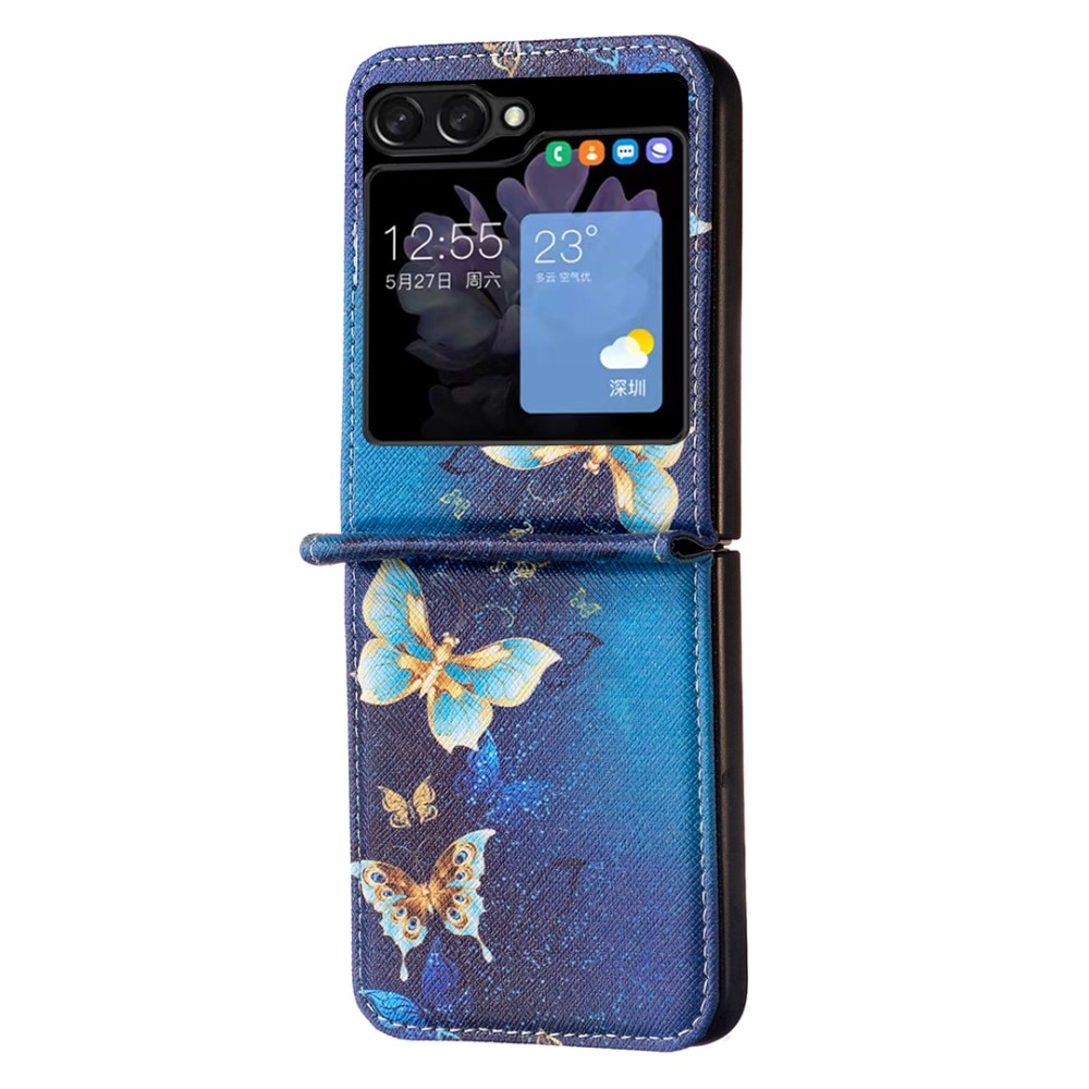 Samsung Galaxy Z Flip 5 Lederhülle Blue Butterflies