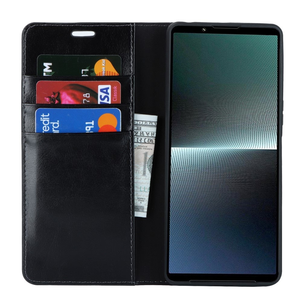 Sony Xperia 1 V Handytasche aus Echtem Leder schwarz