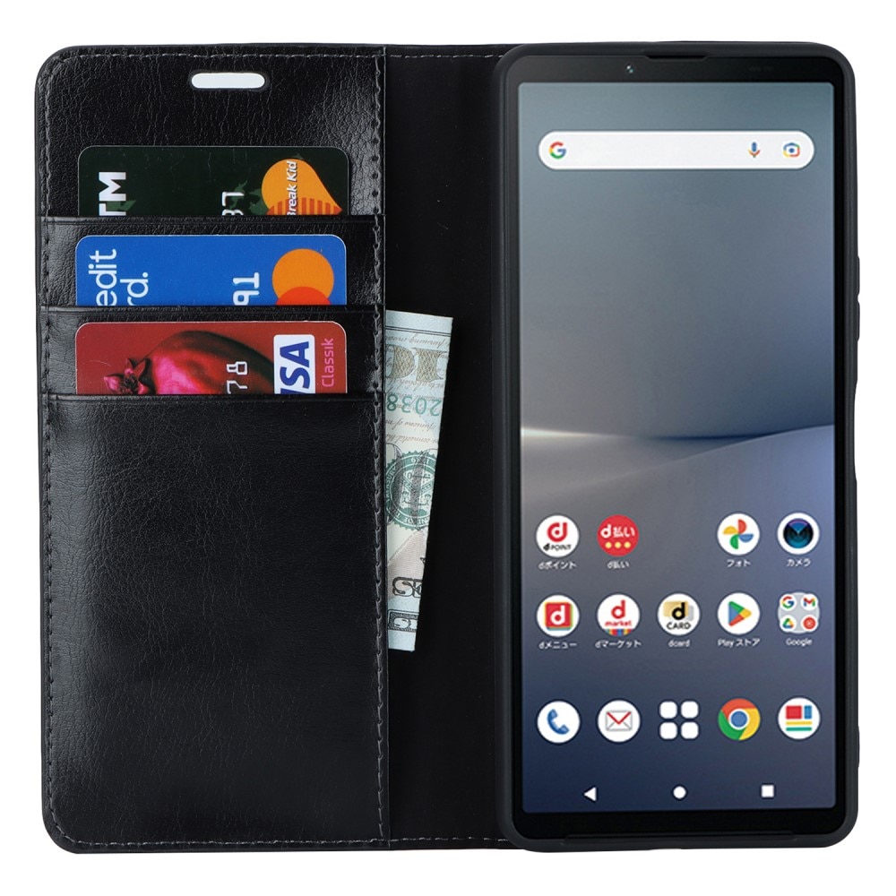 Sony Xperia 10 V Handytasche aus Echtem Leder schwarz