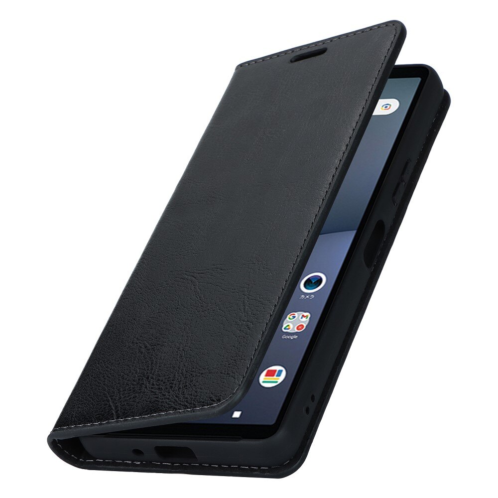 Sony Xperia 10 V Handytasche aus Echtem Leder schwarz