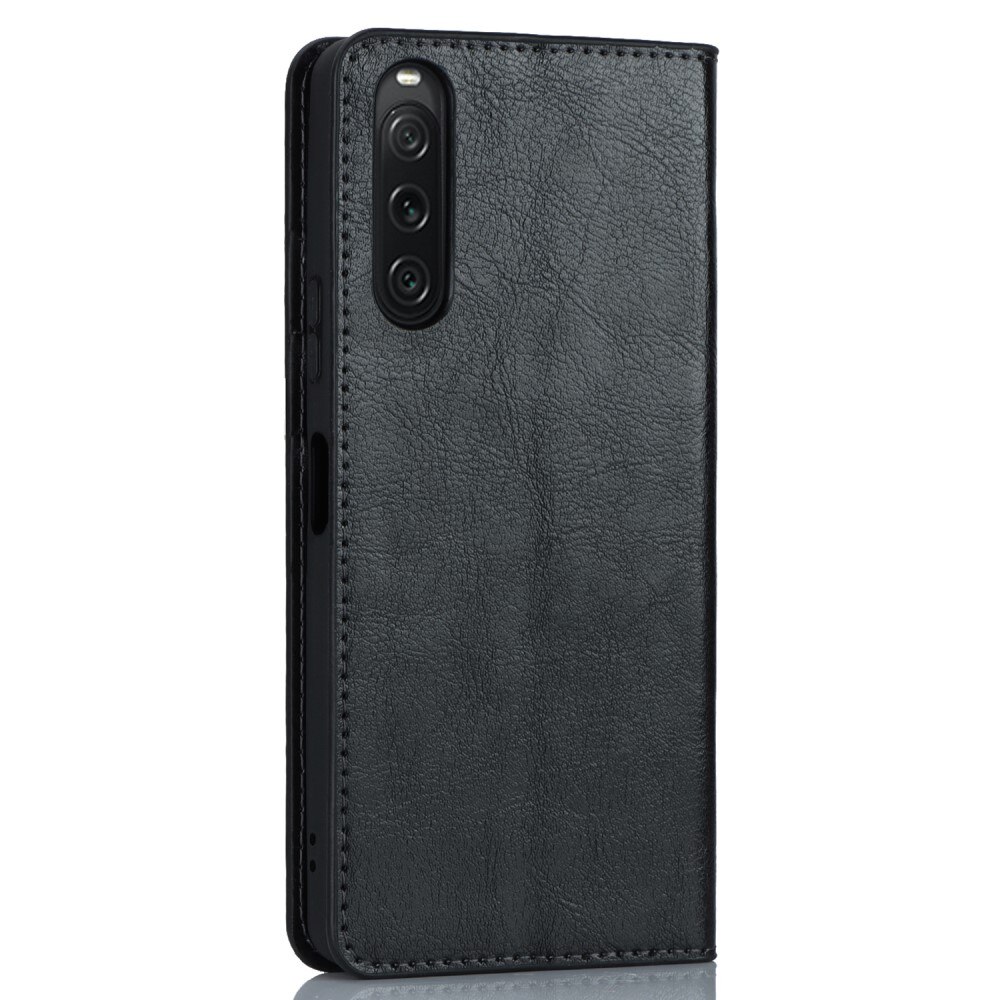 Sony Xperia 10 V Handytasche aus Echtem Leder schwarz