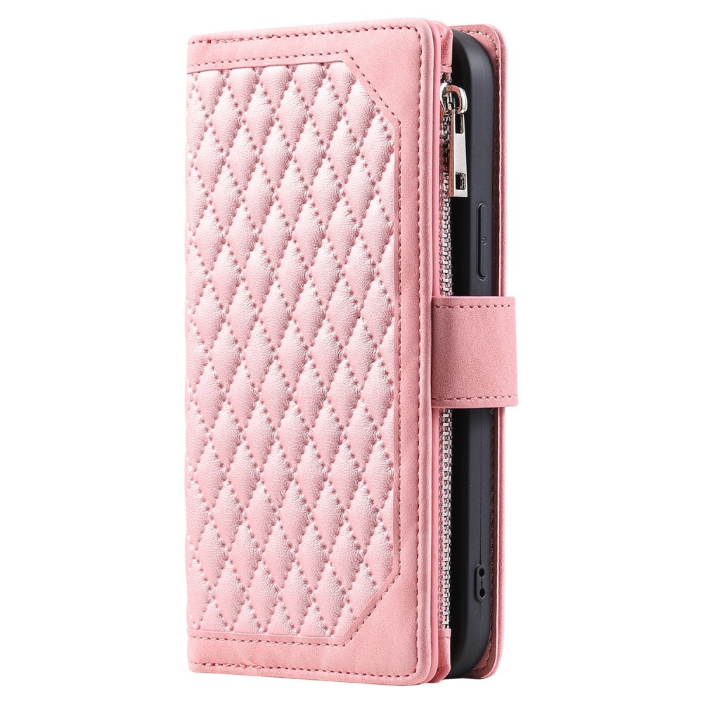 iPhone 15 Brieftasche Hülle Quilted rosa