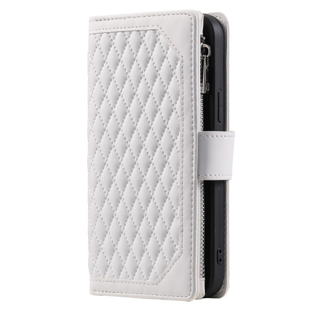 iPhone 15 Brieftasche Hülle Quilted Weiß