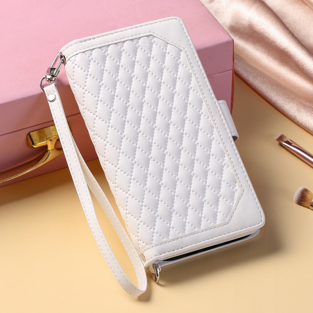 iPhone 15 Brieftasche Hülle Quilted Weiß
