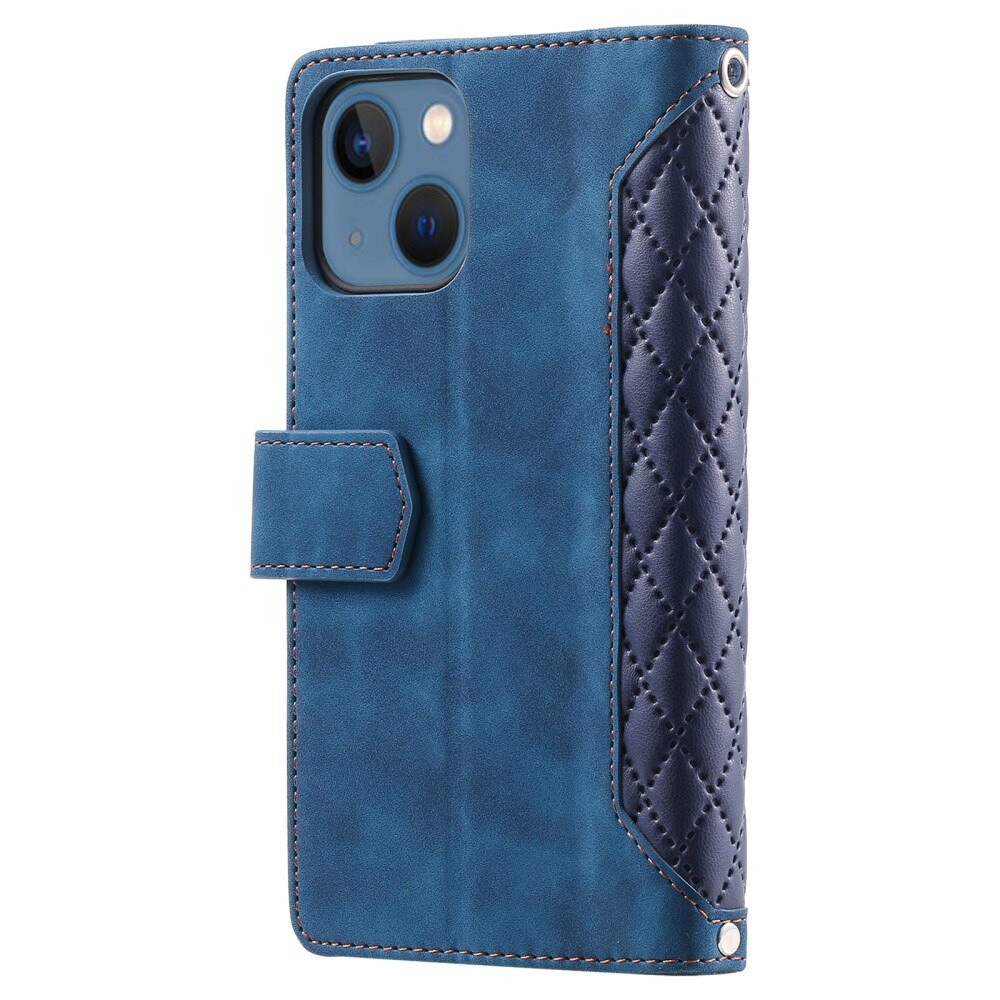 iPhone 15 Plus Brieftasche Hülle Quilted blau