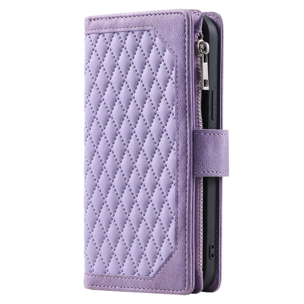 iPhone 15 Plus Brieftasche Hülle Quilted lila