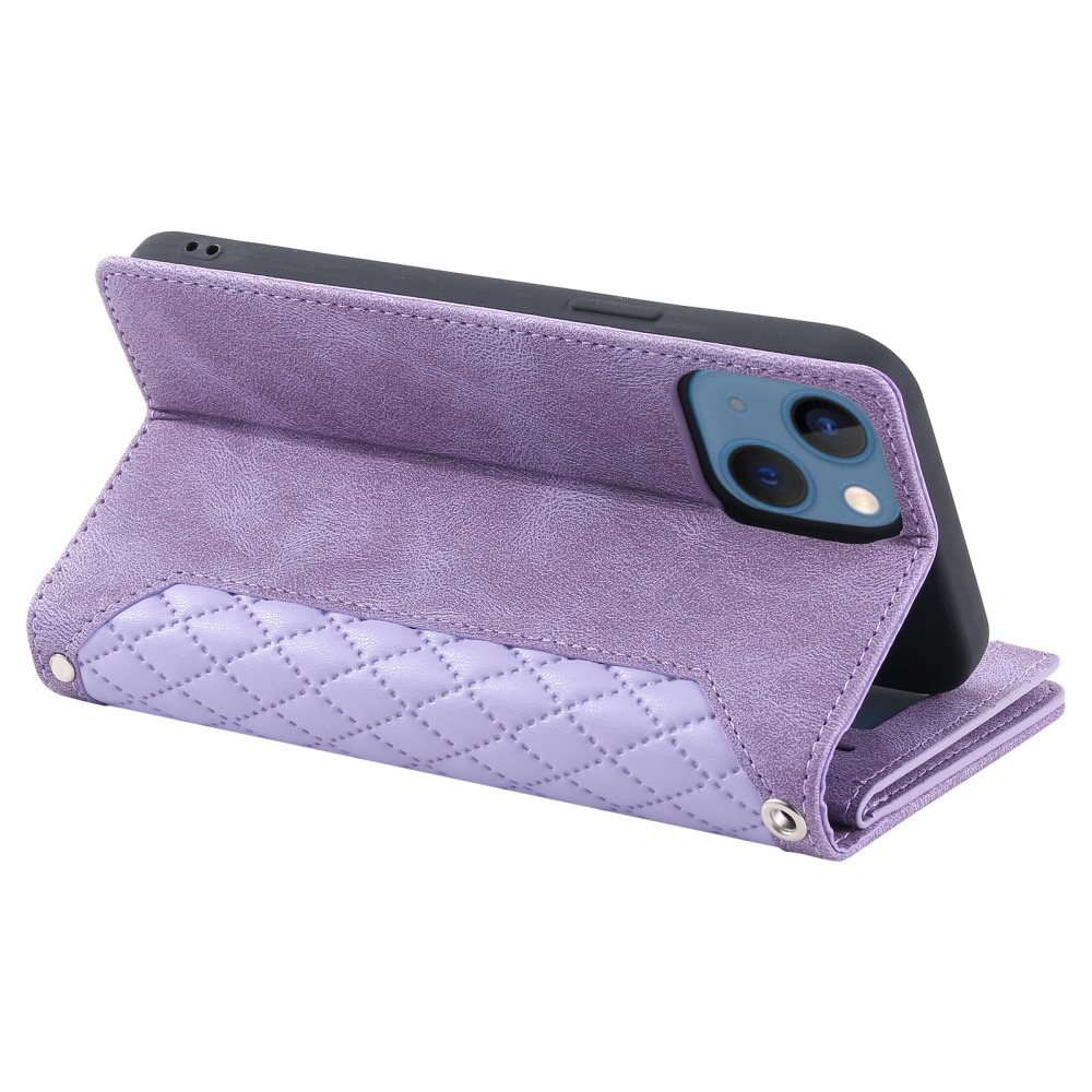iPhone 15 Plus Brieftasche Hülle Quilted lila