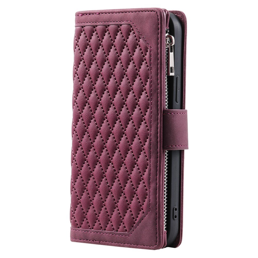 iPhone 15 Plus Brieftasche Hülle Quilted Weiß